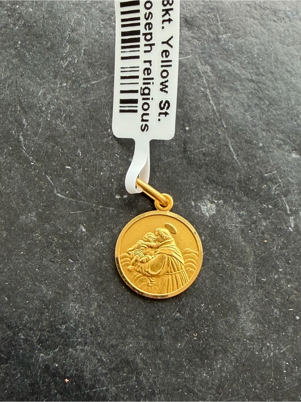 18kt Yellow Gold St. Joseph Saint Medallion Pendant - Religious Charm